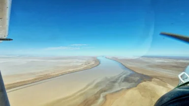 Following the Warburton Groove, northbound on Lake Eyre.